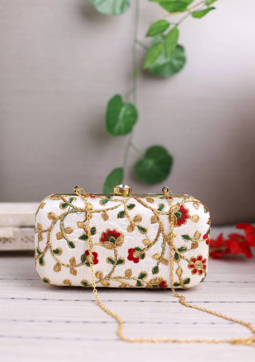 Hand Embroidered Box Clutch Bag Purse For Bridal » Wedding Chura